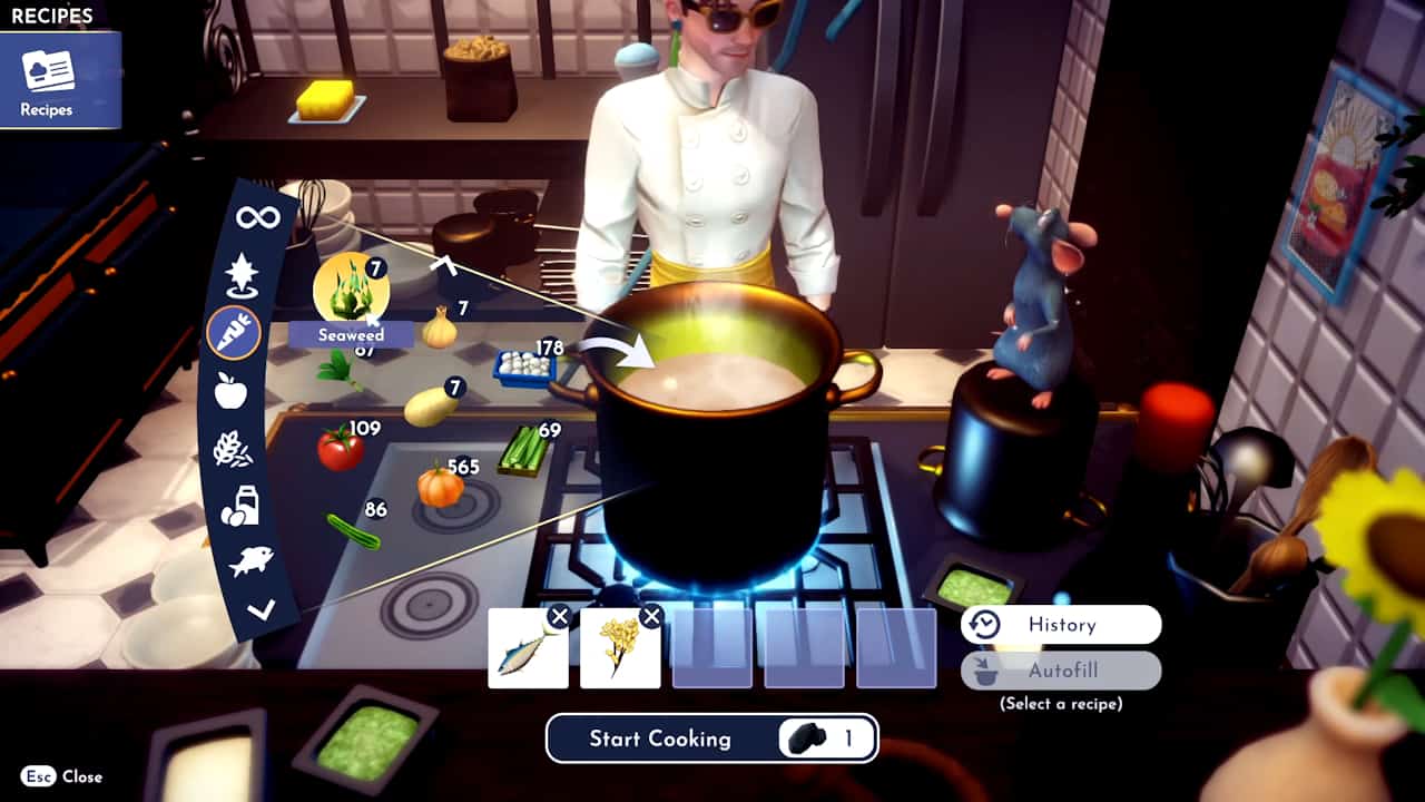 A player cooking in Disney Dreamlight Valley