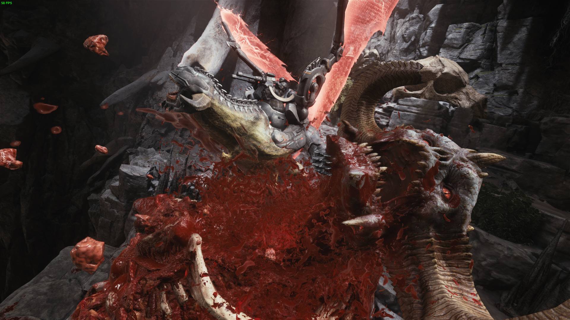 DOOM The Dark Ages review: dragon biting into a demon.