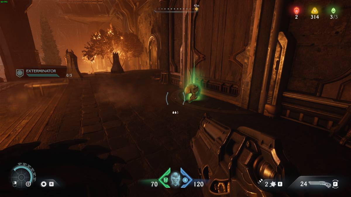 DOOM The Dark Ages tips and tricks: green helmet shield pick-up.