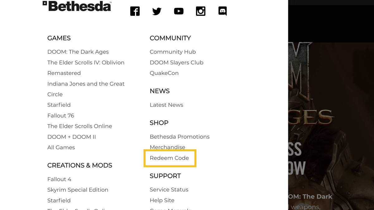 DOOM The Dark Ages Twitch Drops: Bethesda website.
