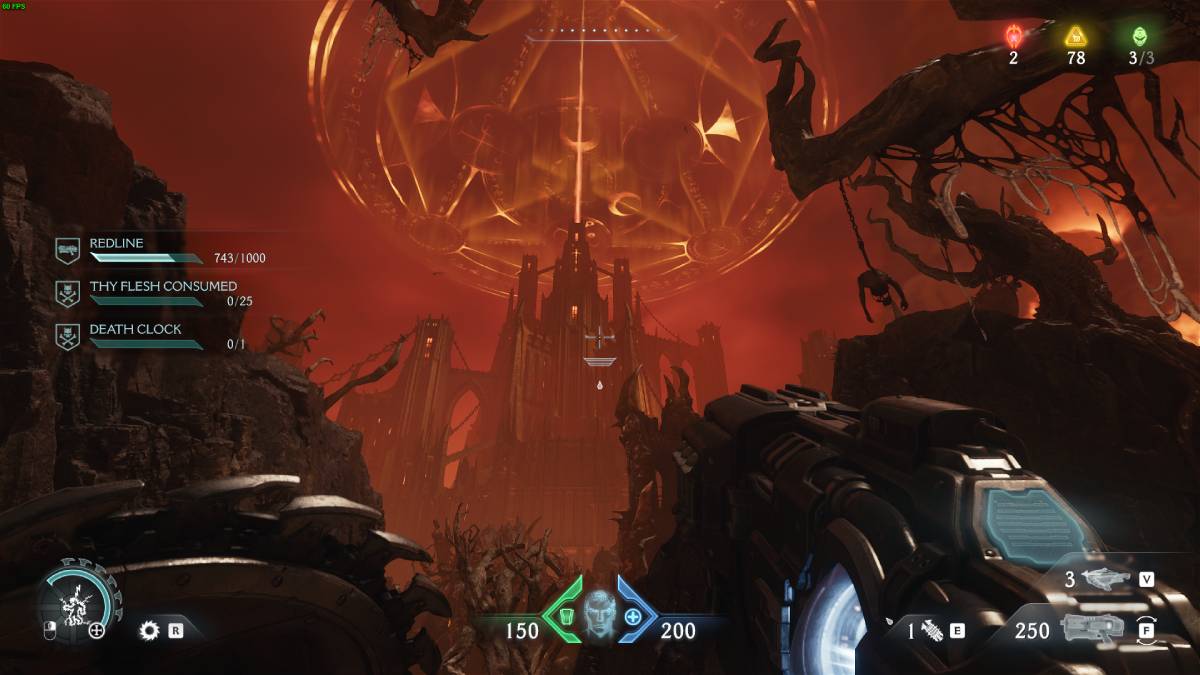 DOOM The Dark Ages weapon Mastery Challenge list: the DOOM Slayer in hell.