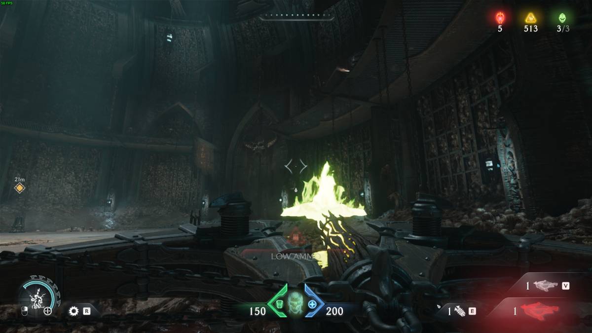 DOOM The Dark Ages all weapons list: dark chamber with bones encrusted in the walls.