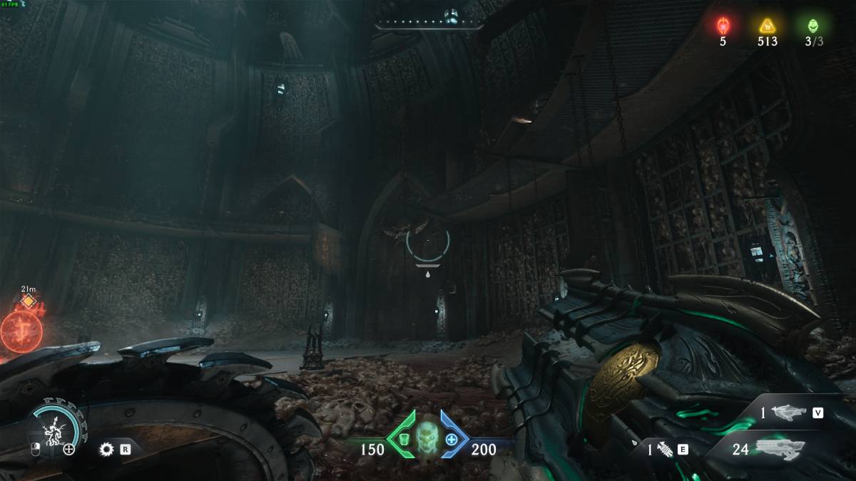 DOOM The Dark Ages all weapons list: dark chamber with bones encrusted in the walls.