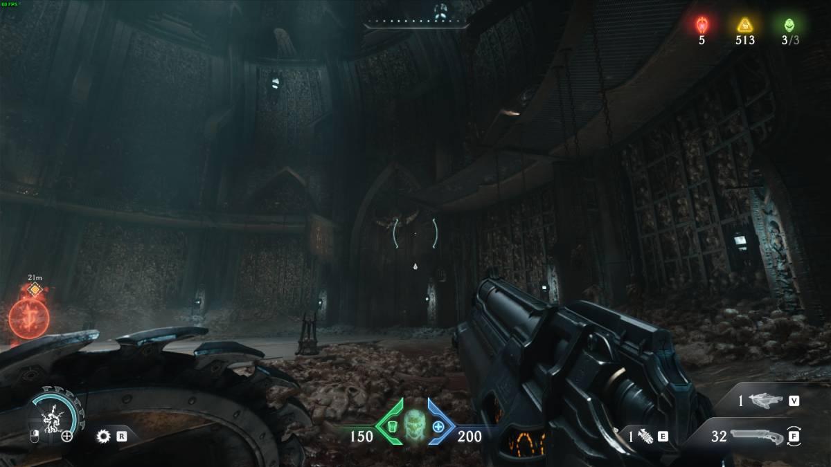 DOOM The Dark Ages all weapons list: dark chamber with bones encrusted in the walls.