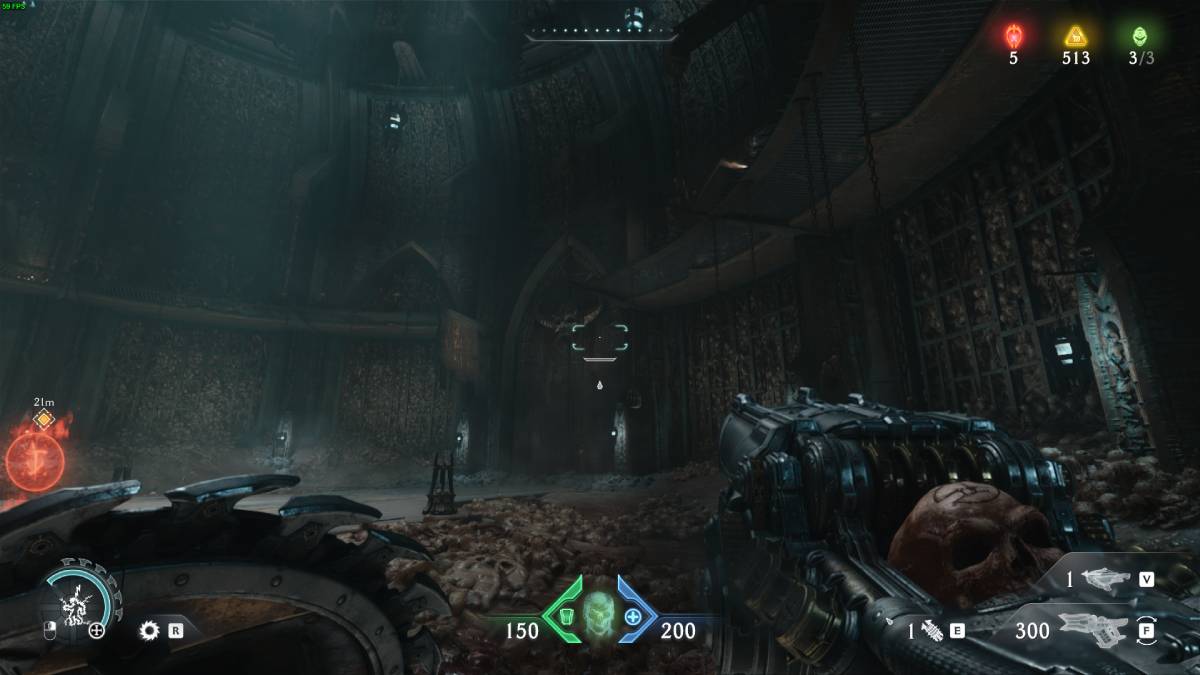 DOOM The Dark Ages all weapons list: dark chamber with bones encrusted in the walls.