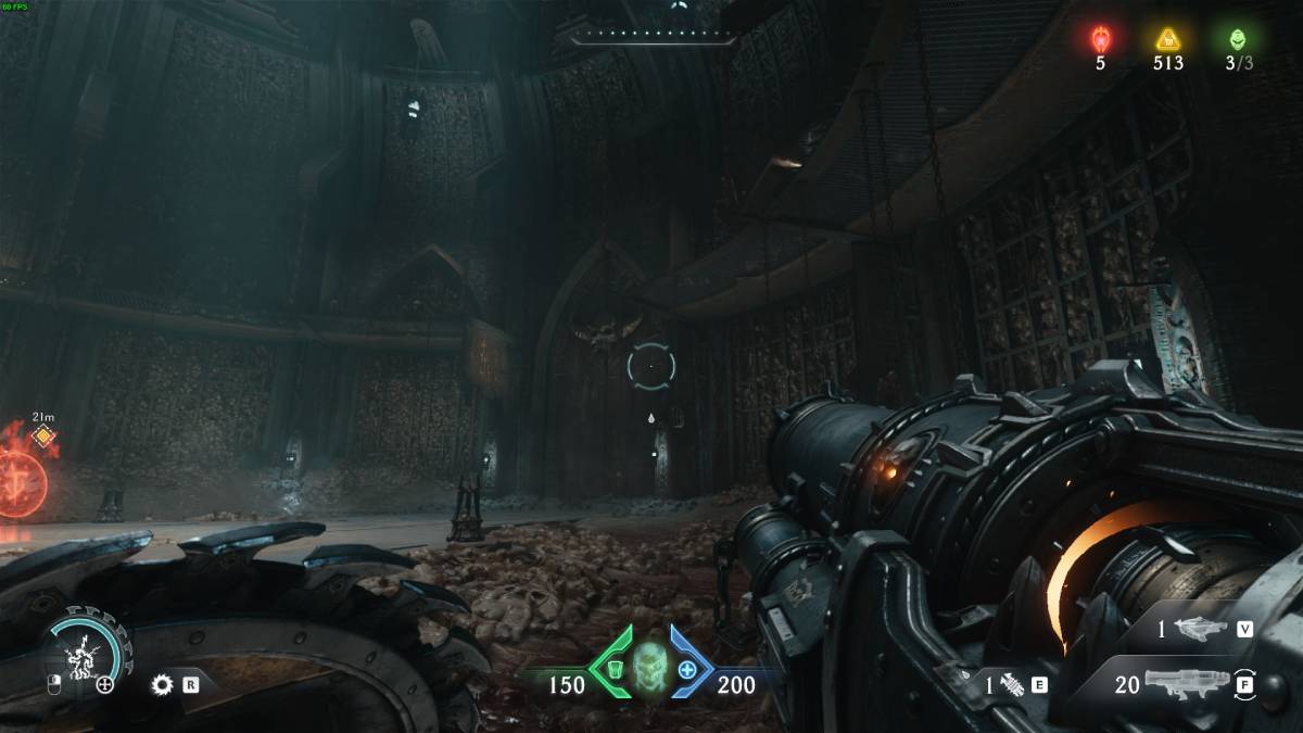 DOOM The Dark Ages all weapons list: dark chamber with bones encrusted in the walls.