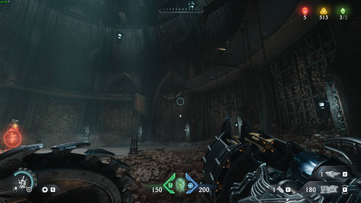 DOOM The Dark Ages all weapons list: dark chamber with bones encrusted in the walls.