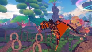 Image of the player riding a giant dragon above the spawn zone in Dragon Adventures on Roblox.