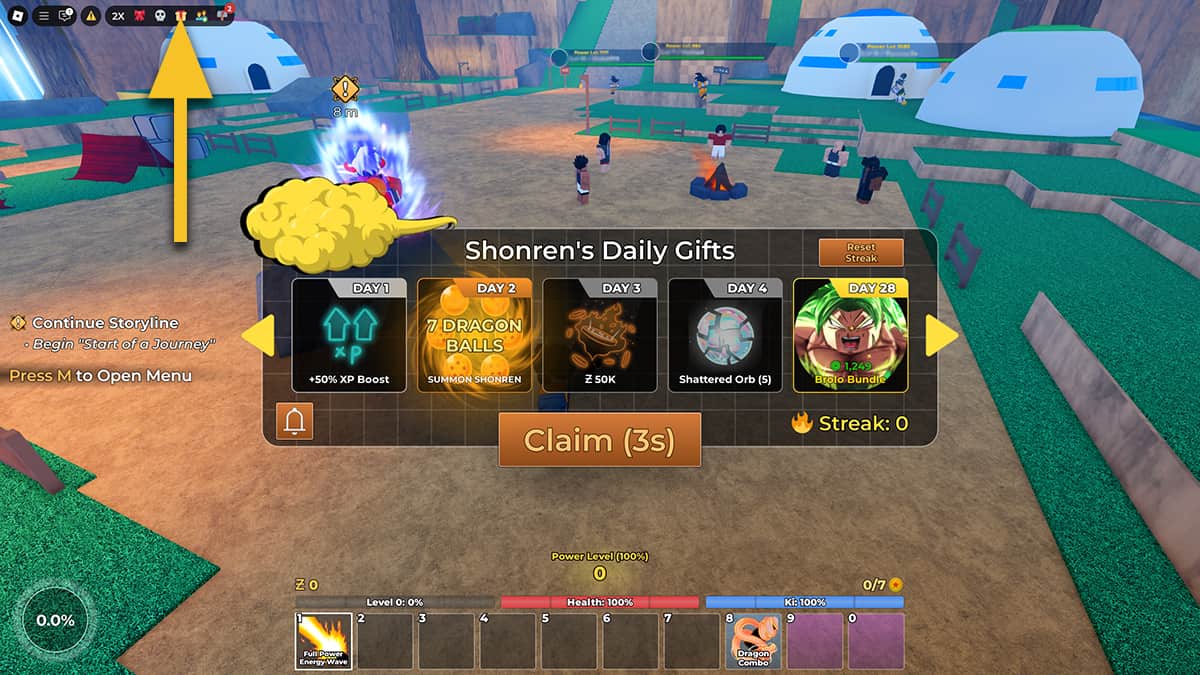 Image of the Shonren’s Daily Gifts reward screen in Dragon Soul on Roblox.