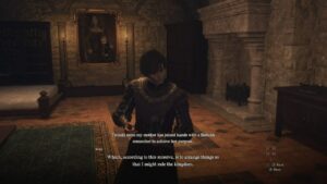 Dragon's Dogma 2 A Veil of Gossamer Clouds: Talking to Sven in his chambers.