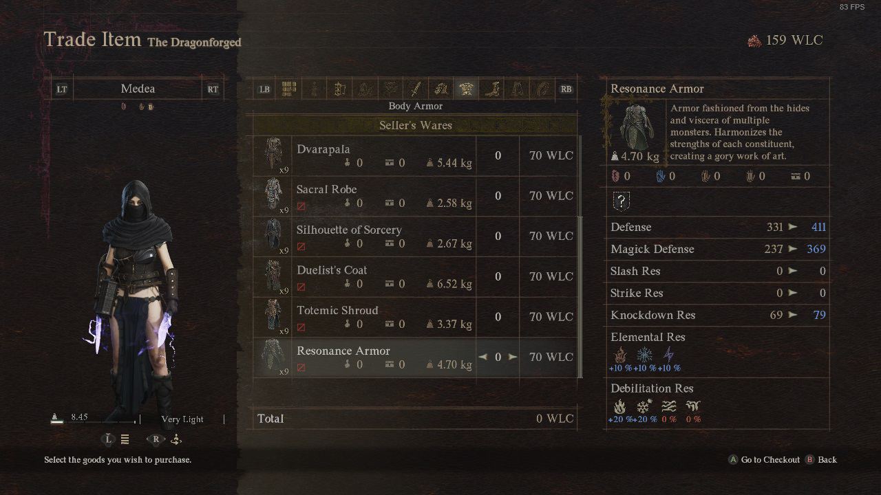 Dragon's Dogma 2 best armor: An image of the Resonance Armor item in the game. Image captured by VideoGamer.