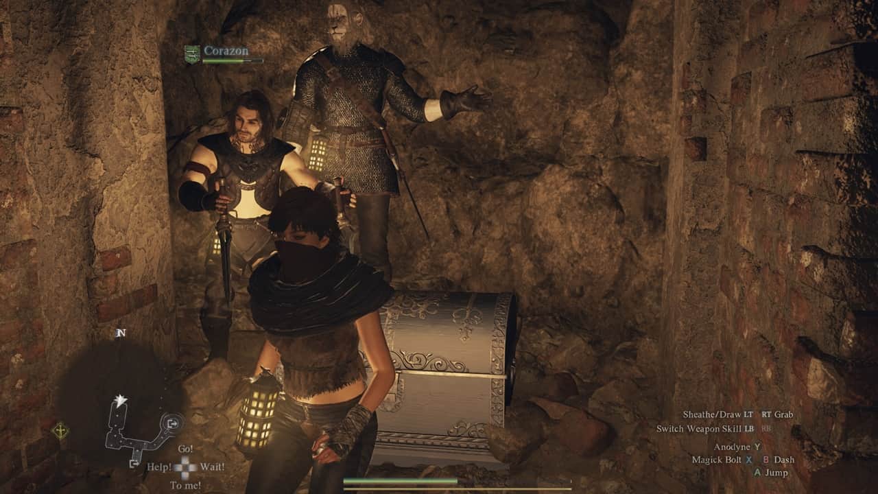 Dragon's Dogma 2 best daggers: An image of a Thief near a chest in the game. Image captured by VideoGamer.