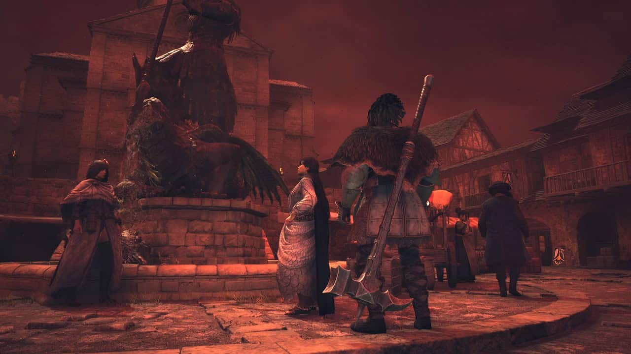 Dragon's Dogma 2 best hammer: A pawn with a hammer stands next to the player in the game. Image captured by VideoGamer.