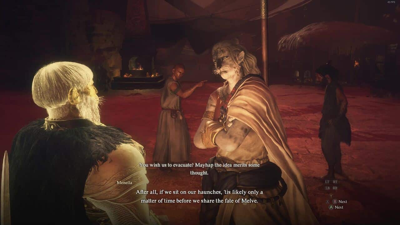 Dragon's Dogma 2 Civil Unrest: Menella asking the Arisen for help with the citizens.