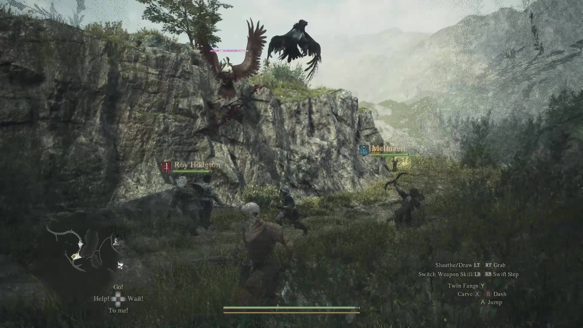 Dragon's Dogma 2 DLC: A player and pawns in a battle against several Harpies.