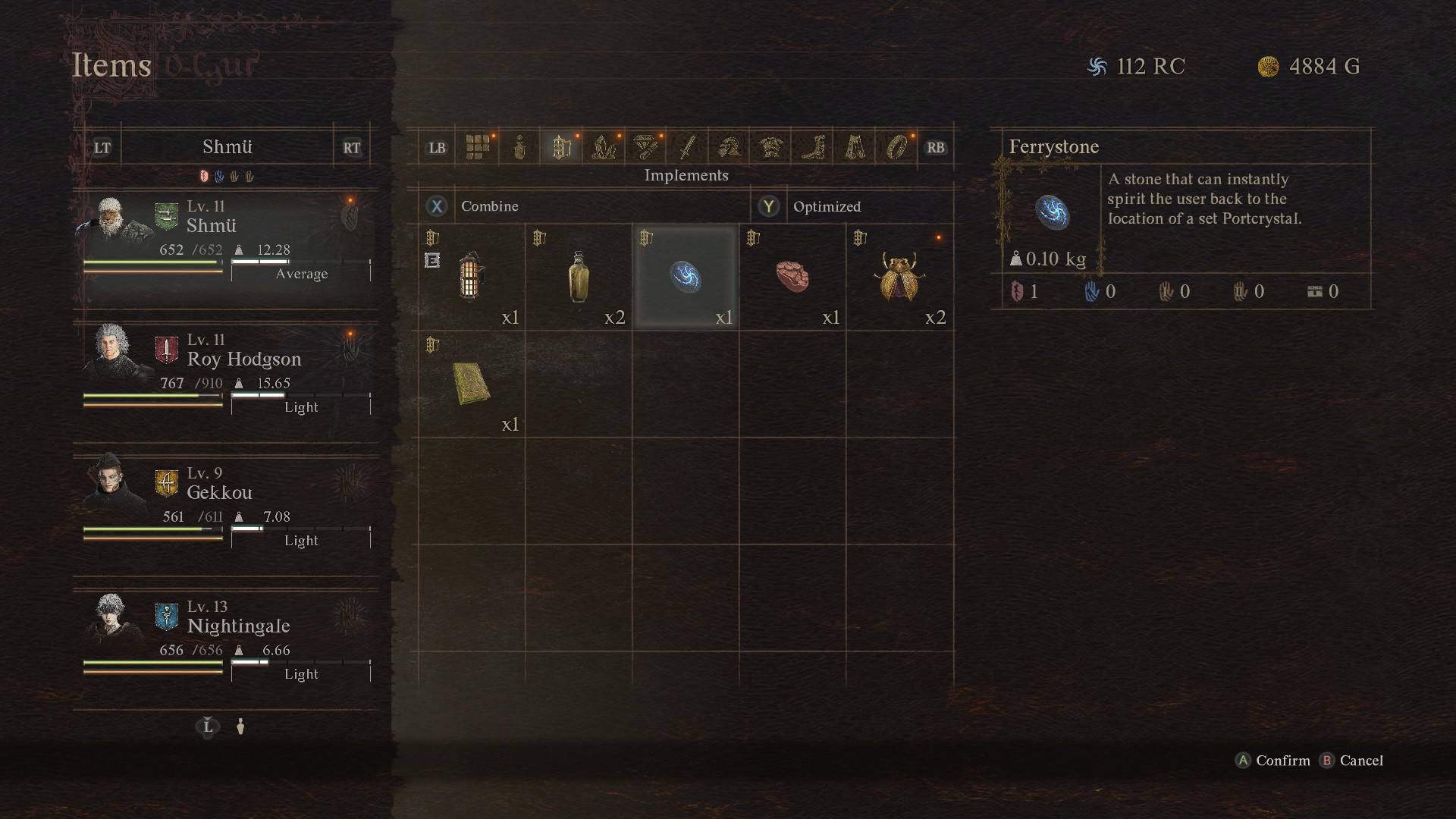 Dragon's Dogma 2 how to get and use Ferrystones: A Ferrystone in the player's inventory.