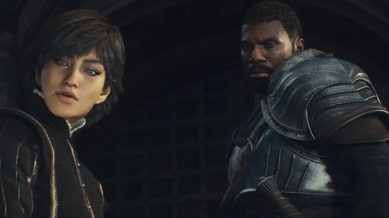Dragon's Dogma 2 missable quests: Captain Brant next to the player at the Feast of Deception. Image captured by VideoGamer.