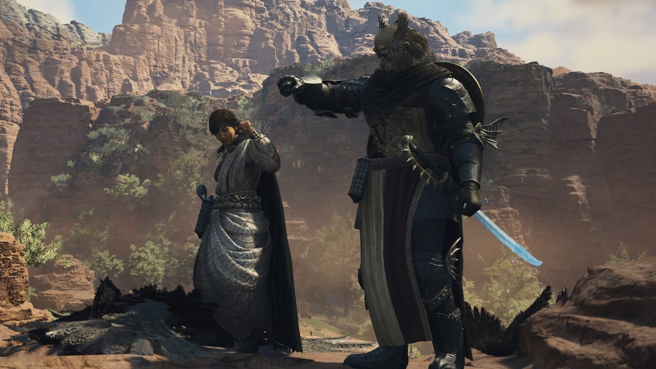 Dragon's Dogma 2 pawn impermanence: An image of a player giving a fist bump to a companion.