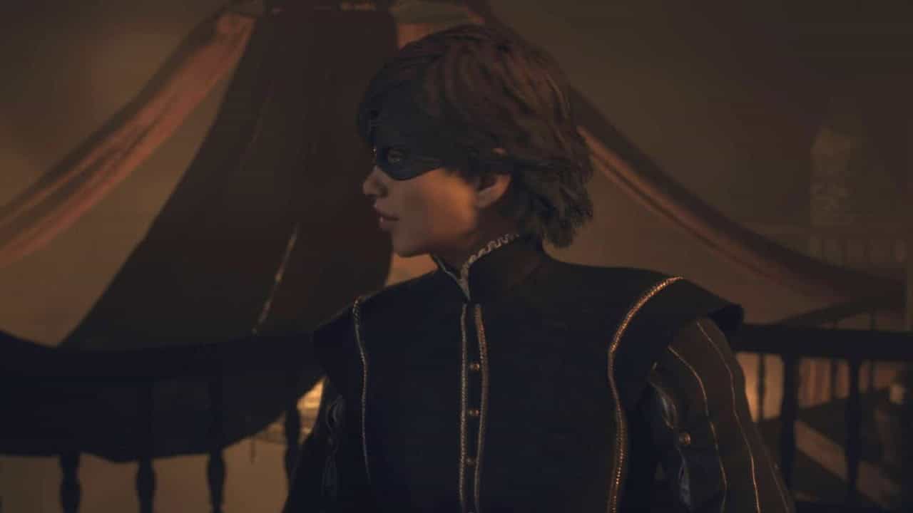 Dragon's Dogma 2 The Stolen Throne: A player wears the Eventide Mask in the game. Image captured by VideoGamer.