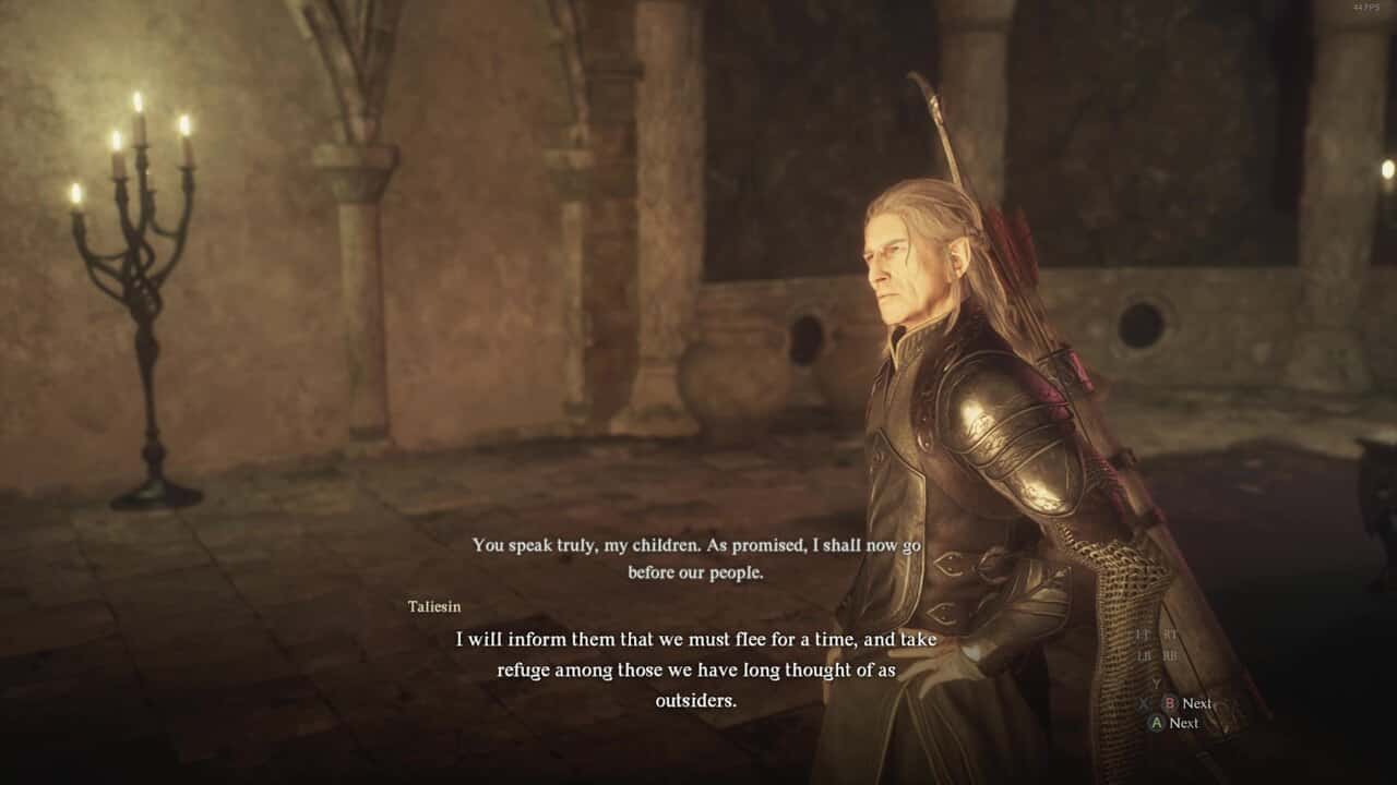 Dragon's Dogma 2 true ending: Taliesin agreeing to evacuate the elves from Sacred Arbor.