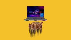 A hand reaching out from the best laptop.