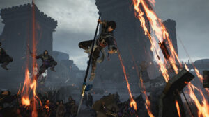 Dynasty Warriors Origins Game Pass: soldier leaping into battle.