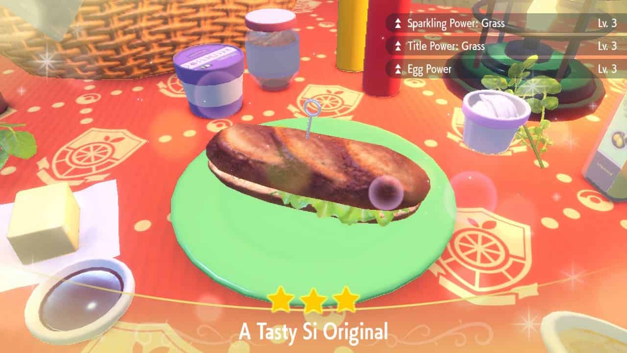 Pokemon Scarlet and Violet Egg Power 3 sandwich recipe list