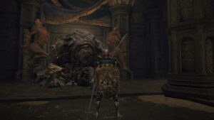 Elden Ring Deathroot locations: A player standing in front of Gurranq at the Bestial Sanctum.
