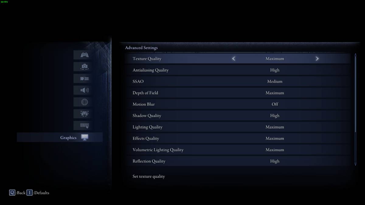Elden Ring Nightreign best PC settings: in-game graphics settings menu.