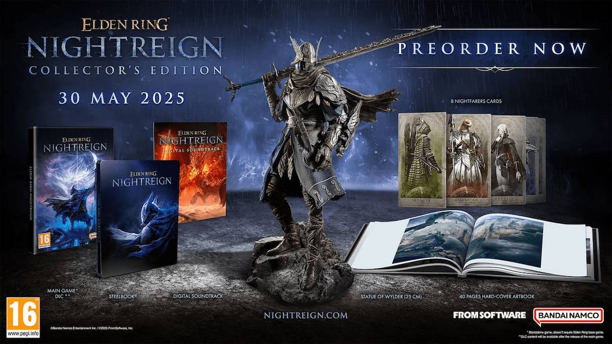 Image showing the contents of the Collector's Edition for the game Elden Ring Nightreign.