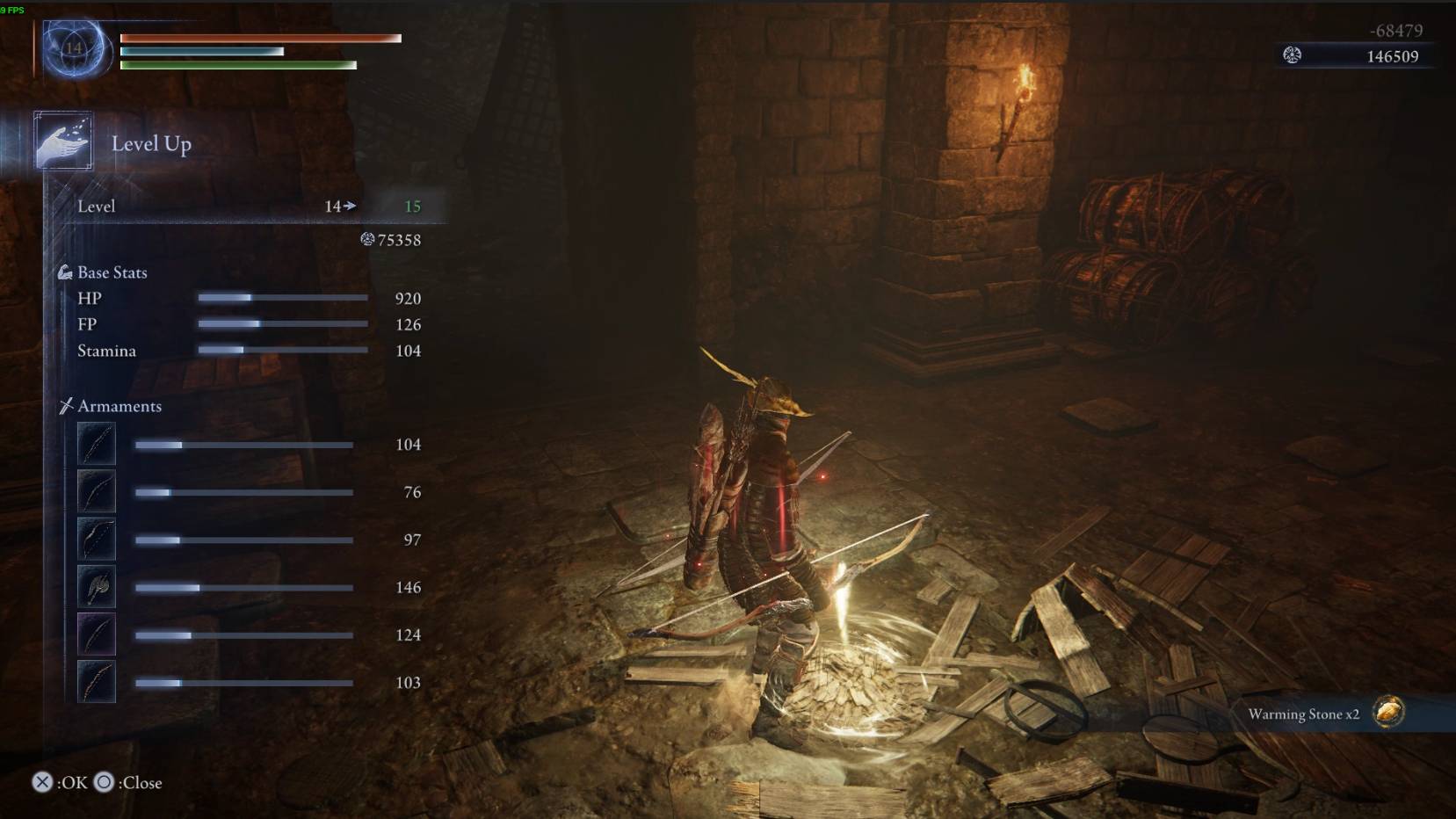 Elden Ring Nightreign level cap: Ironeye levelling up at a site of grace.