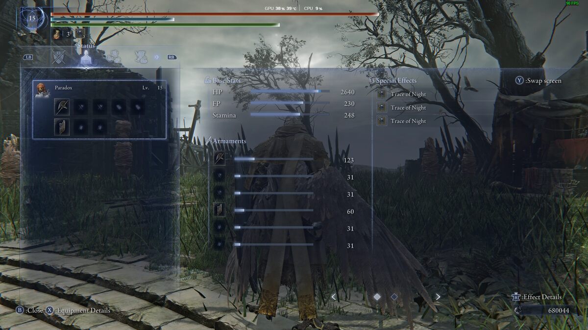 Elden Ring Nightreign mods: Nightfarer attributes screen.