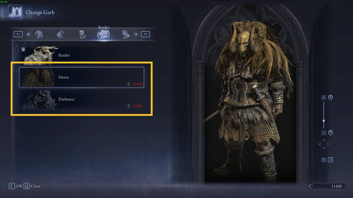 Elden Ring Nightreign skins dresser: Dresser menu in the Roundtable Hold.