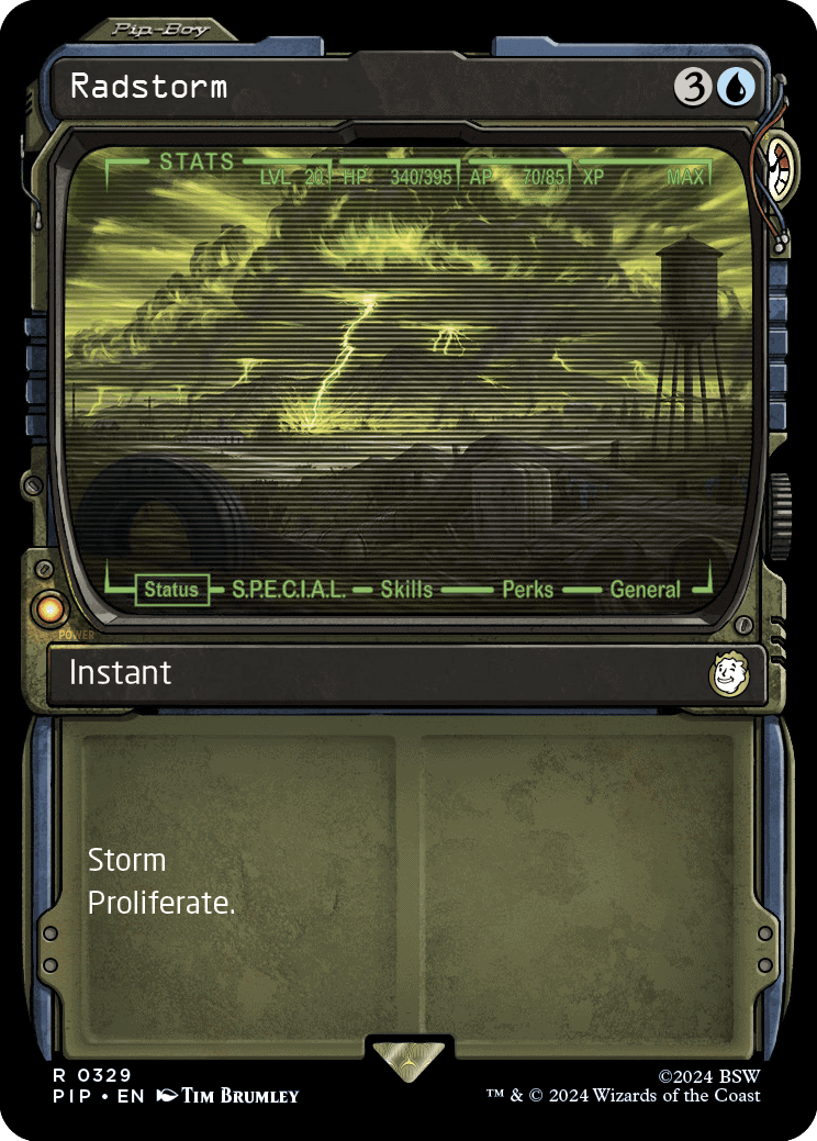 A screenshot of the red storm card from MTG.