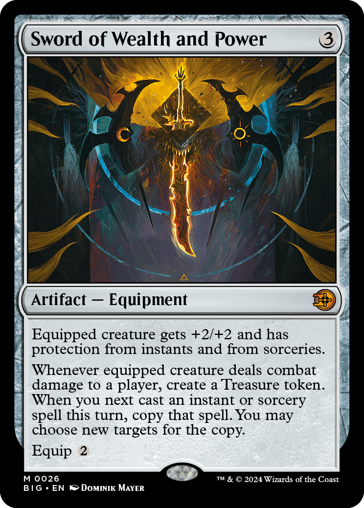 Spoilers: Sword of wealth and power from MTG Outlaws of Thunder Junction.
