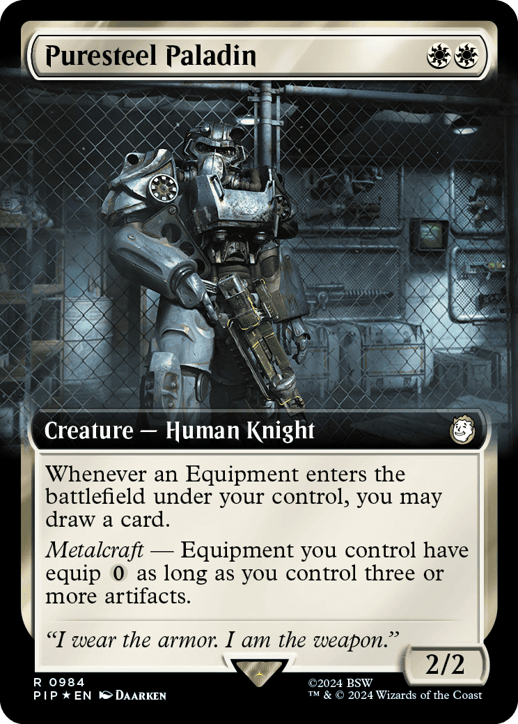 Check out the latest MTG Fallout spoilers for a glimpse of the powerful Puresteel Paladin in action. This versatile warrior is a force to be reckoned with on the battlefield.