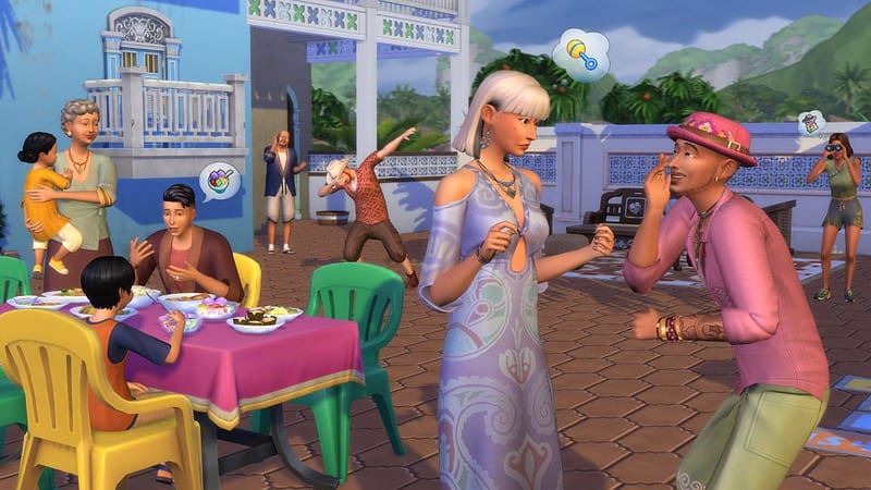 The Sims 4 For Rent release date: image shows Sims interacting.