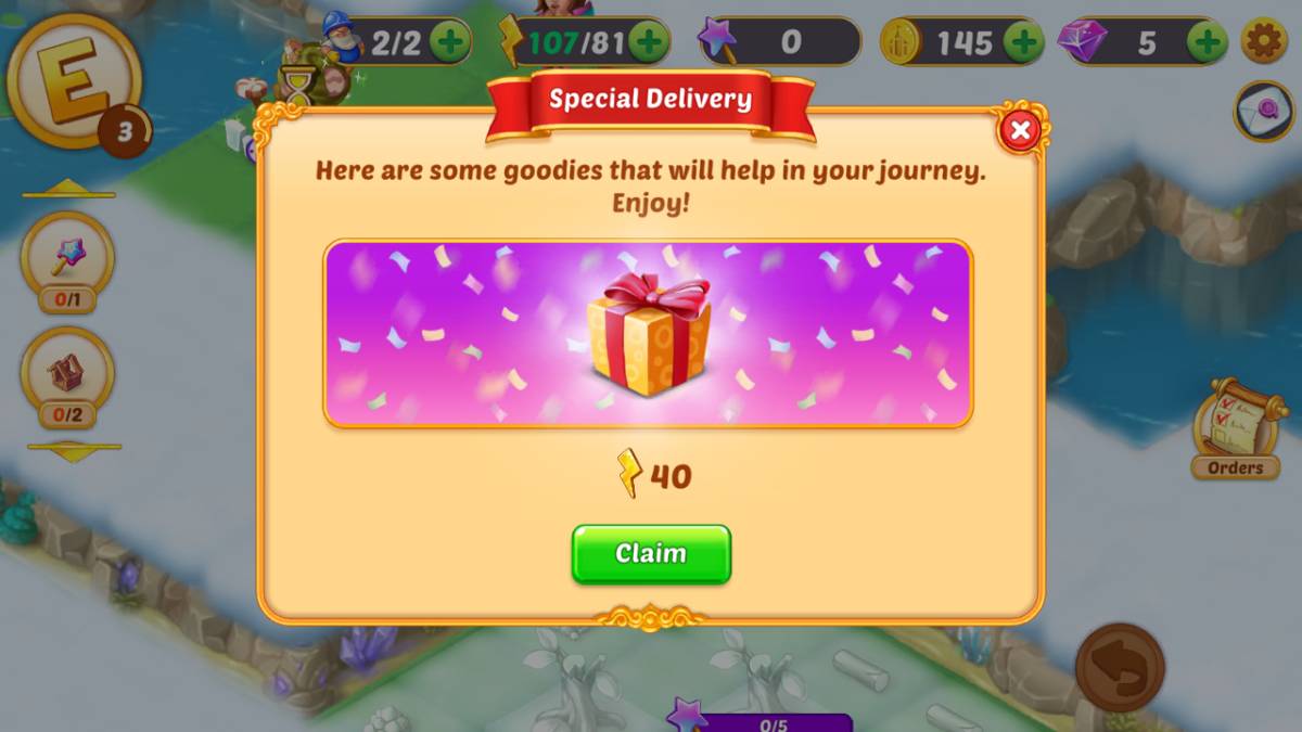 EverMerge free energy links: link redemption confirmation pop-up.