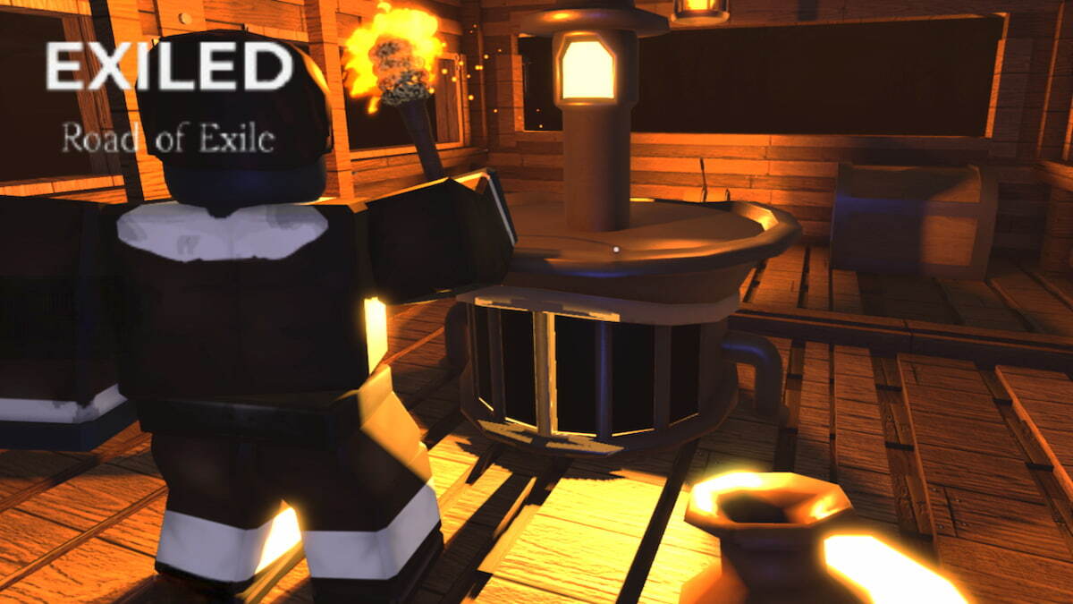 Cover image of the main menu for the Exiled experience on Roblox.