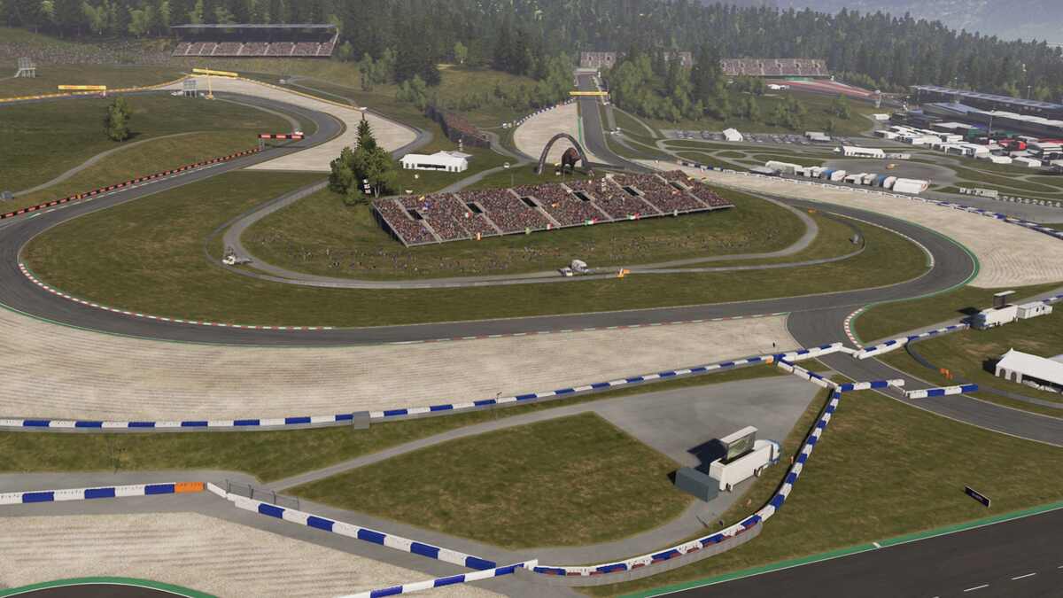F1 24 track list: A shot of the Red Bull Ring from above.