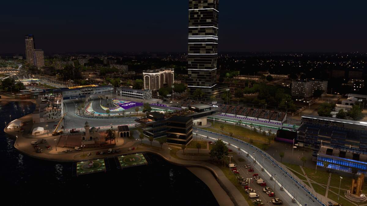 F1 24 track list: A shot of the Jeddah Corniche Circuit from above.