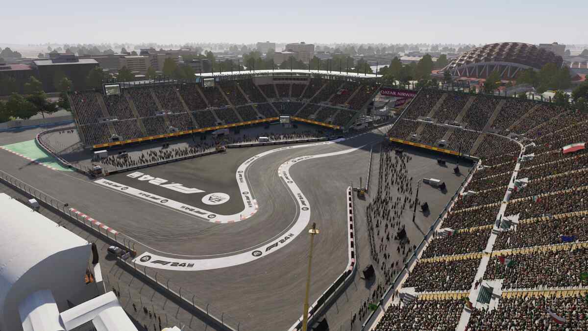 F1 24 track list: A shot of the Autodromo Hermanos Rodriguez from above.