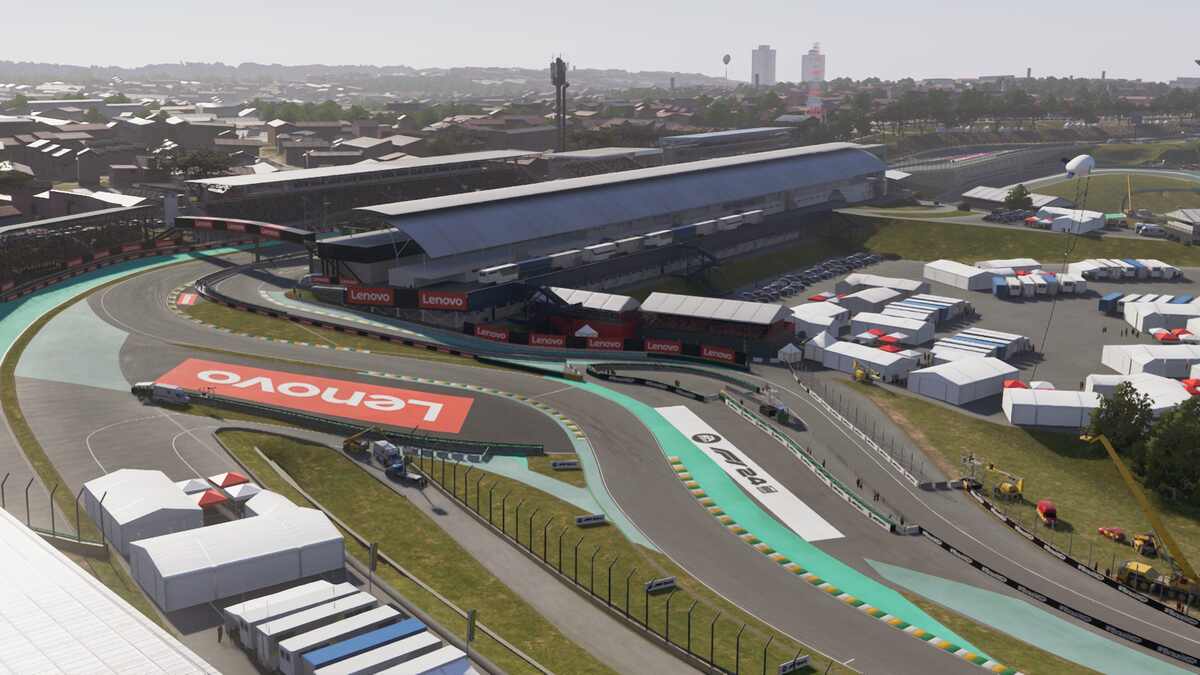F1 24 track list: A shot of the Autodromo Jose Carlos Pace from above.