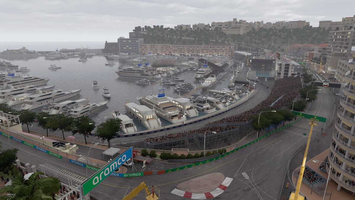 F1 24 track list: A shot of the Circuit de Monaco from above.