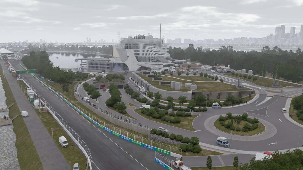 F1 24 track list: A shot of the Circuit Giles-Villeneuve from above.