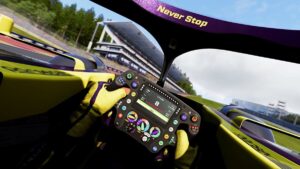 F1 25 preview: cockpit of an F1 racing car.