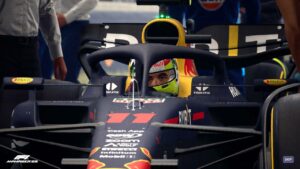 F1 Manager 2023 ratings: Sergio Perez sat in his Red Bull.