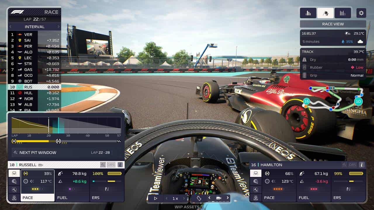 F1 Manager 2023 preview: George Russell trying to overtake Valtteri Bottas for the lead.