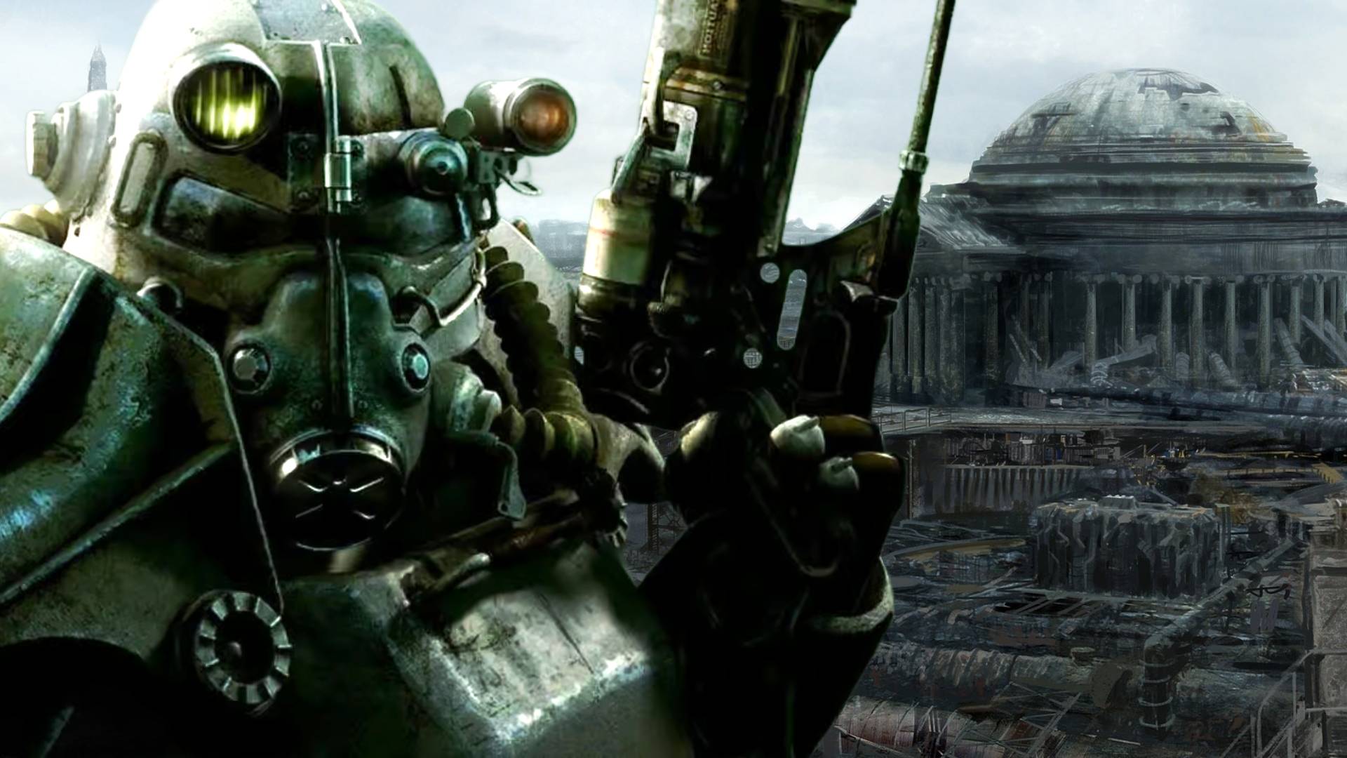 Fallout 3 Remastered soldier on top of concept art