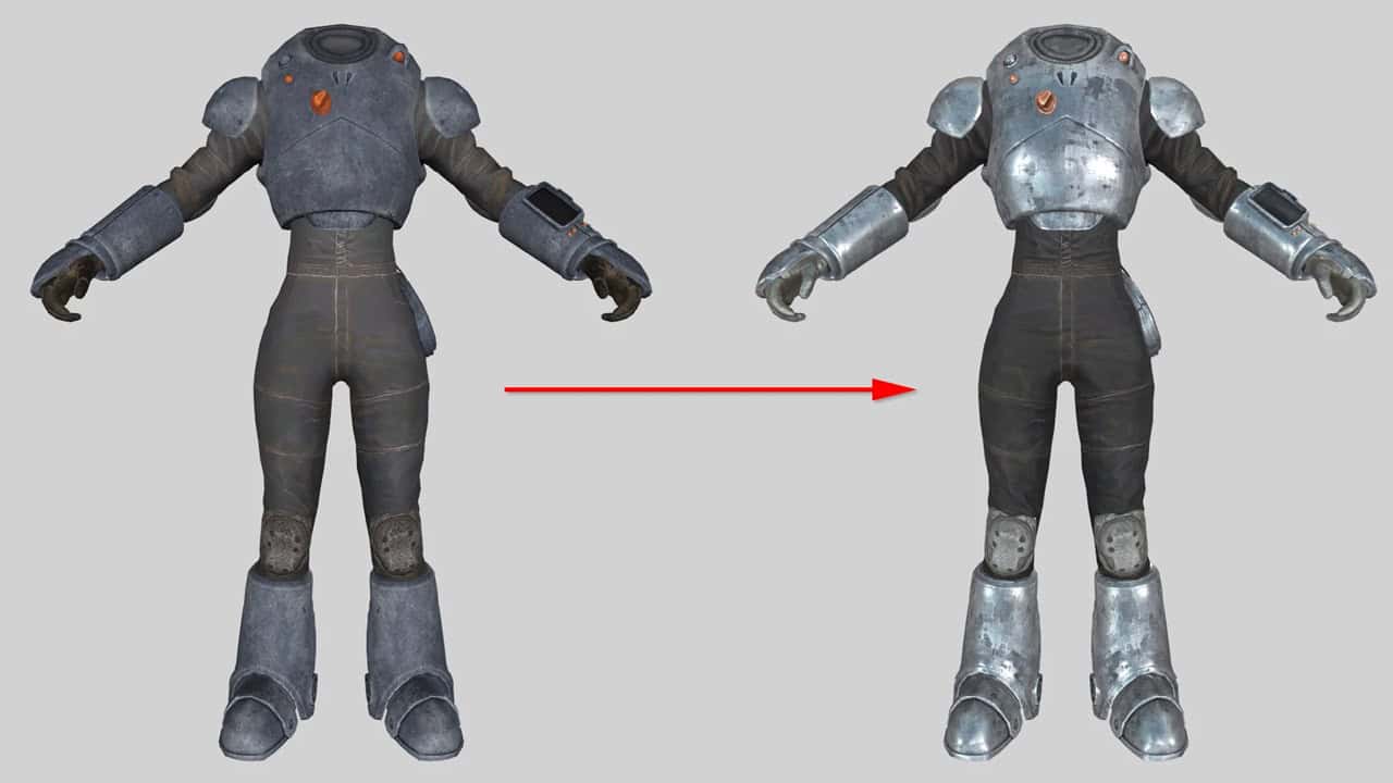 Fallout 4 best mods: A suit of armor with its visual quality improved. Image via Nexus Mods.